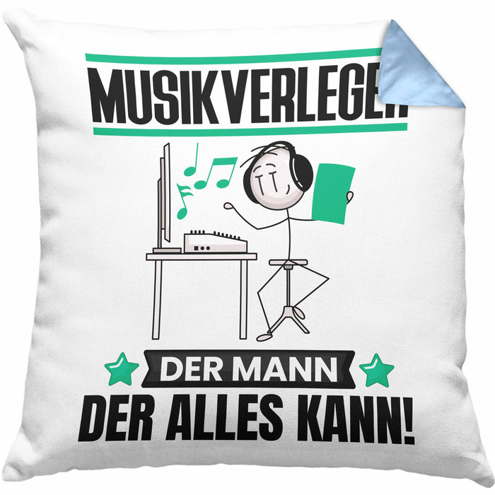 Musikverleger Kissen mit Füllung 40x40 Geschenk für Musikverleger Der Mann Der Alles Kann Geschenkidee zum Geburtstag (Grau) Blau Trendation