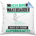 Wakeboarder Kissen mit Füllung 40x40 Geschenk für Wakeboarder Geburtstag Lustiger Spruch Was Ist Deine Superkraft (Grau) Blau Trendation