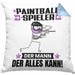 Paintballspieler Kissen mit Füllung 40x40 Geschenk für Paintballspieler Der Mann Der Alles Kann Geschenkidee zum Geburtstag (Grau) Blau Trendation