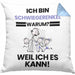 Schwiegerenkel Geschenk Kissen mit Füllung 40x40 Lustiger Spruch Ich Bin Schwiegerenkel Warum Weil Ich Es Kann Geschenkidee Bester Schwiegerenkel Geburtstag (Grau) Blau Trendation