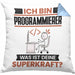 Programmierer Kissen mit Füllung 40x40 Geschenk für Programmierer Geburtstag Lustiger Spruch Was Ist Deine Superkraft (Grau) Blau Trendation