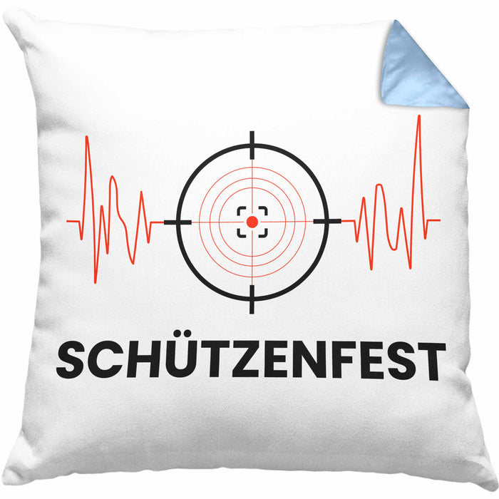 Schützenfest Kissen mit Füllung 40x40 Geschenk Schütze Sportschütze Geschenkidee (Grau) Blau Trendation