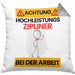 Zipliner Kissen mit Füllung 40x40 Geschenk Lustiger Spruch Geschenkidee für Zipliner Achtung Hochleistungs Zipliner Bei Der Arbeit (Grau) Grau Trendation