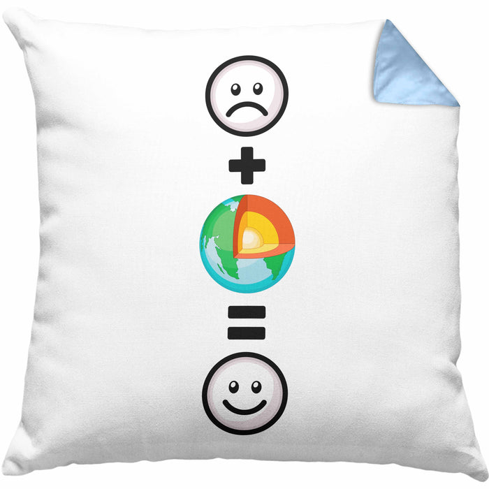 Geologe Kissen mit Füllung 40x40 Geschenk für Geologen Lustige Geschenkidee :( + Geologie = :) Geburtstag (Grau) Blau Trendation