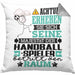Handballspieler Geschenk Kissen mit Füllung 40x40 Lustiger Spruch Erheben Sie Sich Der Handballspieler Betritt den Raum (Grau) Grau Trendation