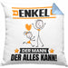 Enkel Kissen mit Füllung 40x40 Geschenk für Enkel Der Mann Der Alles Kann Geschenkidee zum Geburtstag (Grau) Blau Trendation