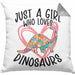 Just A Girl Who Loves Dinosaurs Kissen mit Füllung 40x40 Geschenk Mädchen Dinos Geschenkidee (Grau) Grau Trendation