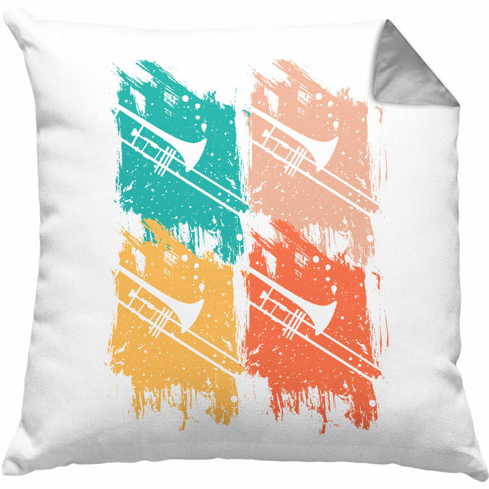 Posaunist Kissen mit Füllung 40x40 Geschenk Retro Grafik Posaune Kaffee Geschenkidee Lustig (Grau) Grau Trendation