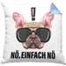Nö Einfach Nö Kissen mit Füllung 40x40 Geschenk für Mops-Besitzer für Freundin Sarkasmus Humor (Grau) Blau Trendation