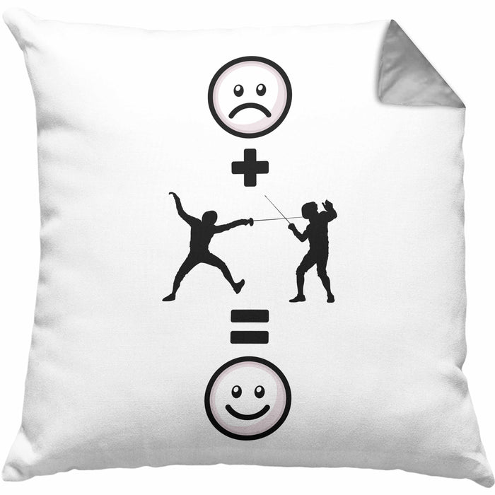 Fechten Kissen mit Füllung 40x40 Geschenk für Fechter :( + fechten = :) Lustige Geschenkidee Geburtstag (Grau) Grau Trendation