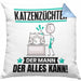 Katzenzüchter Kissen mit Füllung 40x40 Geschenk für Katzenzüchter Der Mann Der Alles Kann Geschenkidee zum Geburtstag (Grau) Blau Trendation