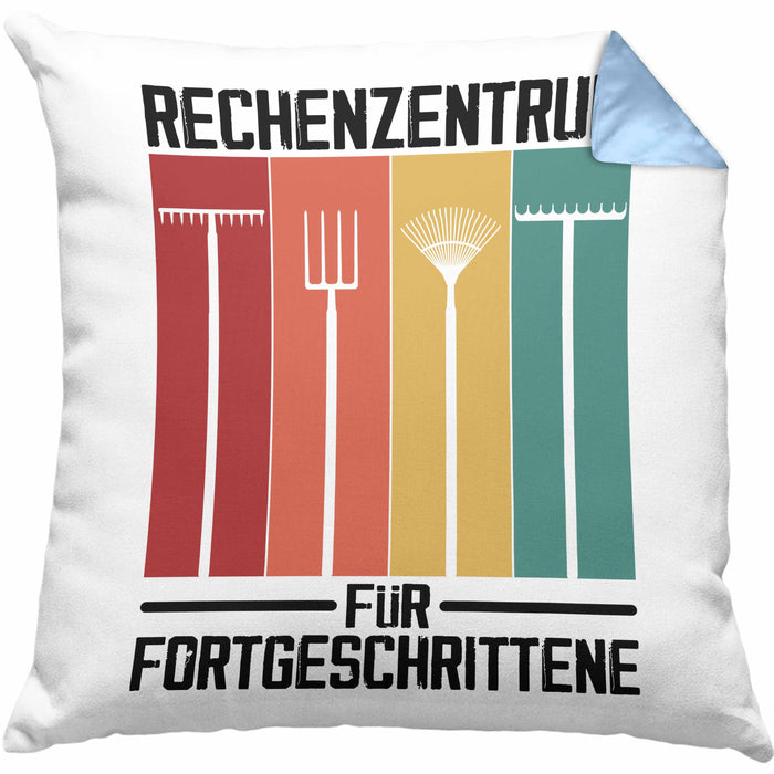 Rechenzentrum für Forgeschrittene Kissen mit Füllung 40x40 Gschenk Gärtner, Hobbygärtner Geschenkidee Lustiger Spruch Häferl (Grau) Blau Trendation