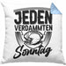 American Football Kissen mit Füllung 40x40 Geschenk Jeden verdammten Sonntag American Football-Spieler Geschenkidee (Grau) Blau Trendation