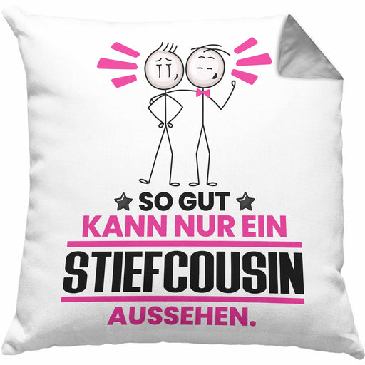 Stiefcousin Geschenk Kissen mit Füllung 40x40 So Gut Kann Nur Ein Stiefcousin Aussehen Geschenkidee (Grau) Grau Trendation