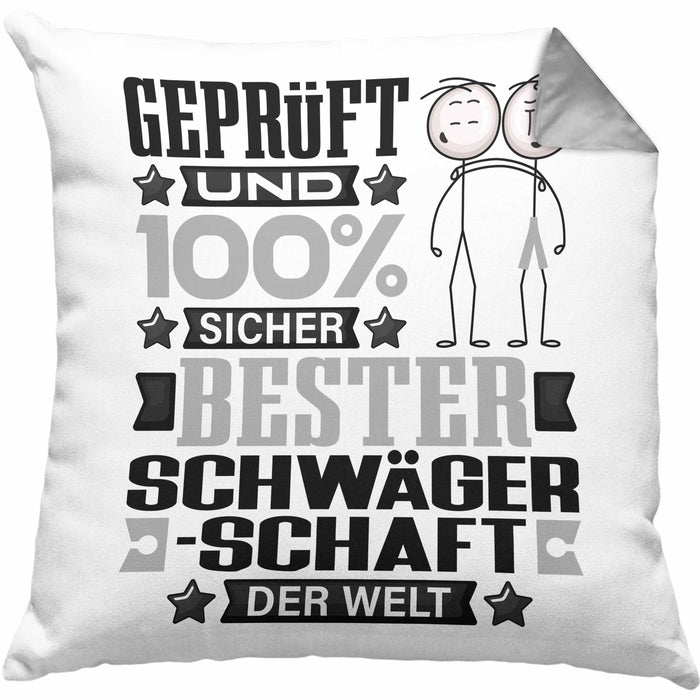 Schwägerschaft Geschenk Lustiger Spruch für Schwägerschaft Geschenkidee Bester Schwägerschaft Der WeltKissen mit Füllung 40x40 (Grau) Grau Trendation