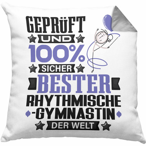 RhythmischeGymnastin Geschenk Lustiger Spruch für RhythmischeGymnastin Geschenkidee Bester RhythmischeGymnastin Der WeltKissen mit Füllung 40x40 (Grau) Grau Trendation