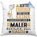 Maler Geschenk Kissen mit Füllung 40x40 Lustiger Spruch Erheben Sie Sich Der Maler Betritt den Raum (Grau) Blau Trendation