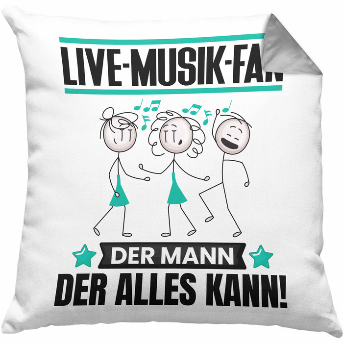 Live-Musik-Fan Kissen mit Füllung 40x40 Geschenk für Live-Musik-Fan Der Mann Der Alles Kann Geschenkidee zum Geburtstag (Grau) Grau Trendation