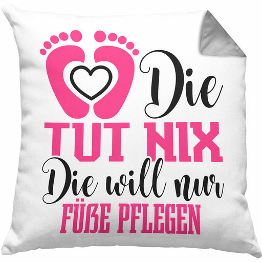 Lustige Kissen mit Füllung 40x40 für Fußpflegerinnen Geschenk für Fußpflege (Grau) Grau Trendation