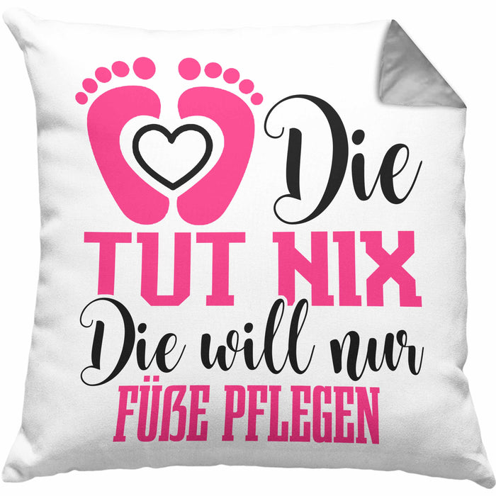 Lustige Kissen mit Füllung 40x40 für Fußpflegerinnen Geschenk für Fußpflege (Grau) Grau Trendation