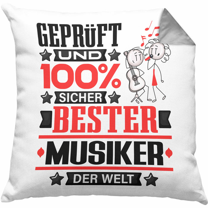 Musiker Geschenk Lustiger Spruch für Musiker Geschenkidee Bester Musiker Der WeltKissen mit Füllung 40x40 (Grau) Grau Trendation