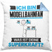 Modellbahnfan Kissen mit Füllung 40x40 Geschenk für Modellbahnfan Geburtstag Lustiger Spruch Was Ist Deine Superkraft (Grau) Blau Trendation