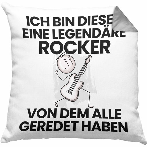 Rocker Geschenk Kissen mit Füllung 40x40 Lustige Geschenkidee Geburtstag für Rocker Ich Bin Dieser Legendäre Rocker Von Dem Alle Geredet Haben (Grau) Grau Trendation
