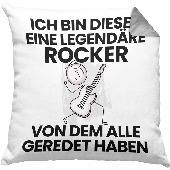 Rocker Geschenk Kissen mit Füllung 40x40 Lustige Geschenkidee Geburtstag für Rocker Ich Bin Dieser Legendäre Rocker Von Dem Alle Geredet Haben (Grau) Grau Trendation