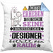 Designer Geschenk Kissen mit Füllung 40x40 Lustiger Spruch Erheben Sie Sich Der Designer Betritt den Raum (Grau) Blau Trendation