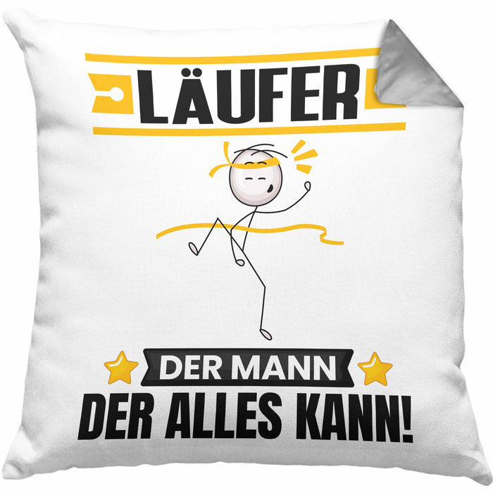 Läufer Kissen mit Füllung 40x40 Geschenk für Läufer Der Mann Der Alles Kann Geschenkidee zum Geburtstag (Grau) Grau Trendation