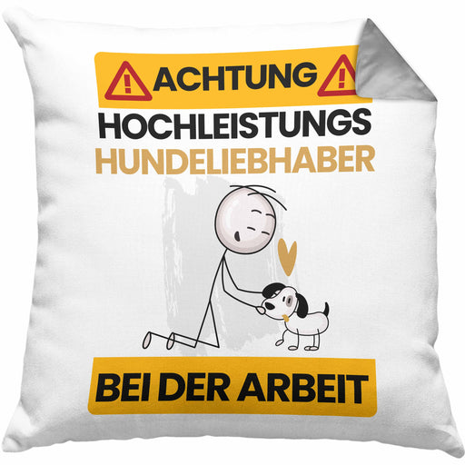 Hundeliebhaber Kissen mit Füllung 40x40 Geschenk Lustiger Spruch Geschenkidee für Hundeliebhaber Achtung Hochleistungs Hundeliebhaber Bei Der Arbeit (Grau) Grau Trendation
