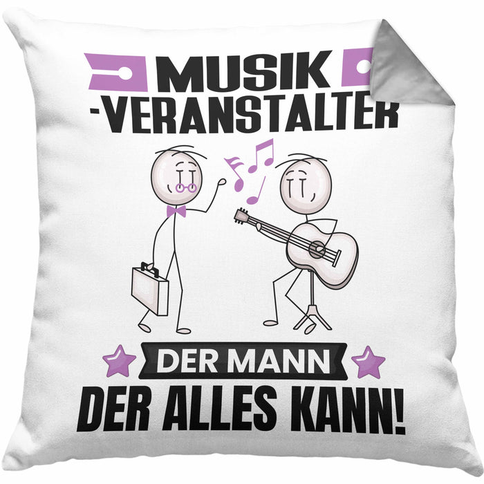 Musikveranstalter Kissen mit Füllung 40x40 Geschenk für Musikveranstalter Der Mann Der Alles Kann Geschenkidee zum Geburtstag (Grau) Grau Trendation