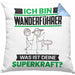 Wanderführer Kissen mit Füllung 40x40 Geschenk für Wanderführer Geburtstag Lustiger Spruch Was Ist Deine Superkraft (Grau) Blau Trendation