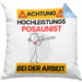 Posaunist Kissen mit Füllung 40x40 Geschenk Lustiger Spruch Geschenkidee für Posaunist Achtung Hochleistungs Posaunist Bei Der Arbeit (Grau) Blau Trendation