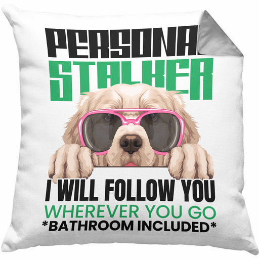 Golden Retriever Besitzerin Kissen mit Füllung 40x40 Geschenk Lustiger Spruch Geschenkidee Personal Stalker (Grau) Grau Trendation
