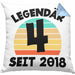 4. Geburtstag Kissen mit Füllung 40x40 Geschenk Lustiger Spruch 4er Bday Seit 2018 Geschenkidee Geburtstag (Grau) Blau Trendation