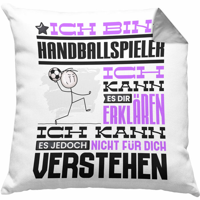 Handballspieler Geschenk Kaffee-Kissen mit Füllung 40x40 Geschenkidee für Handballspieler Ich Bin Handballspieler Ich Kann Es Dir Erklären Jedoch Nicht Für Dich Verstehen Spruch Lustig (Grau) Grau Trendation