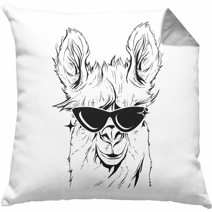 Llama Alpaka Kissen mit Füllung 40x40 Geschenk Lama Geschenkidee für Lama-Fans (Grau) Grau Trendation