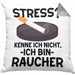 Raucher Geschenk Kissen mit Füllung 40x40 Spruch Stress? Kenne Ich Nicht Ich Bin Raucher Geschenkidee Zigaretten (Grau) Grau Trendation