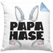 Papa Hase Kissen mit Füllung 40x40 Geschenk für Hasen-Vater Geschenkidee Bester Papa Kaninchen (Grau) Blau Trendation
