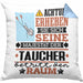 Taucher Geschenk Kissen mit Füllung 40x40 Lustiger Spruch Erheben Sie Sich Der Taucher Betritt den Raum (Grau) Blau Trendation