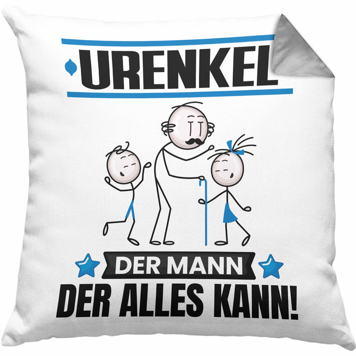 Urenkel Kissen mit Füllung 40x40 Geschenk für Urenkel Der Mann Der Alles Kann Geschenkidee zum Geburtstag (Grau) Grau Trendation
