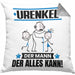 Urenkel Kissen mit Füllung 40x40 Geschenk für Urenkel Der Mann Der Alles Kann Geschenkidee zum Geburtstag (Grau) Grau Trendation
