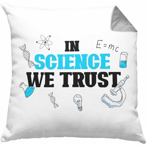 Kissen mit Füllung 40x40 Spruch "In Science We Trust" Lustiges Geschenk für Wissenschaftler Nerds (Grau) Grau Trendation