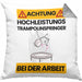 Trampolinspringer Kissen mit Füllung 40x40 Geschenk Lustiger Spruch Geschenkidee für Trampolinspringer Achtung Hochleistungs Trampolinspringer Bei Der Arbeit (Grau) Grau Trendation