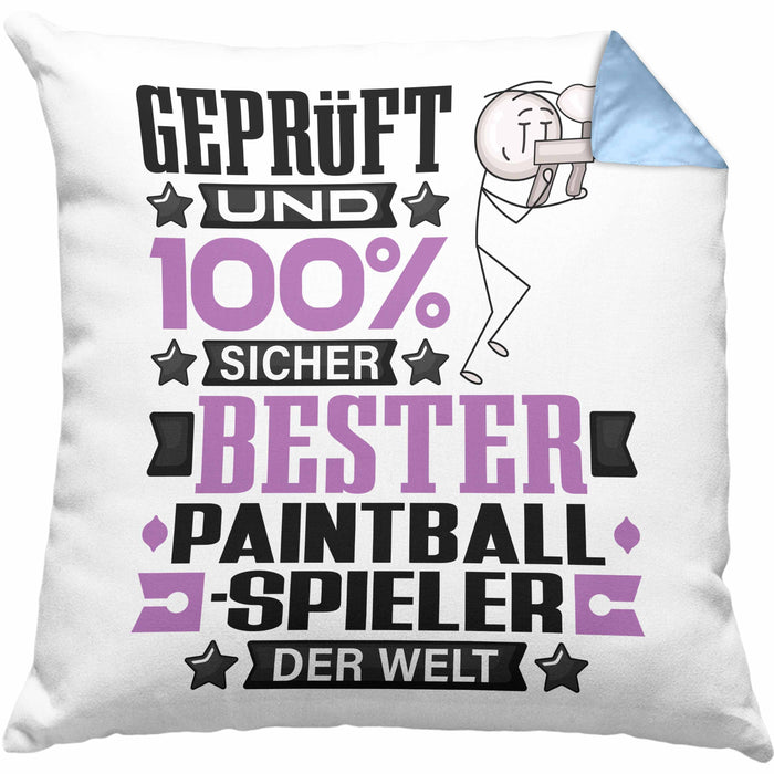 Paintballspieler Geschenk Lustiger Spruch für Paintballspieler Geschenkidee Bester Paintballspieler Der WeltKissen mit Füllung 40x40 (Grau) Blau Trendation
