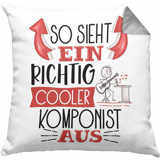 So Sieht Ein Richtig Cooler Komponist Aus Kissen mit Füllung 40x40 Geschenk für Kompinisten Geburtstag Geschenkdiee (Grau) Grau Trendation