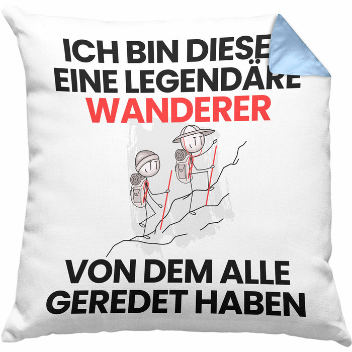 Wandern Geschenk Kissen mit Füllung 40x40 Lustige Geschenkidee Geburtstag für Wandern Ich Bin Dieser Legendäre Wandern Von Dem Alle Geredet Haben (Grau) Blau Trendation