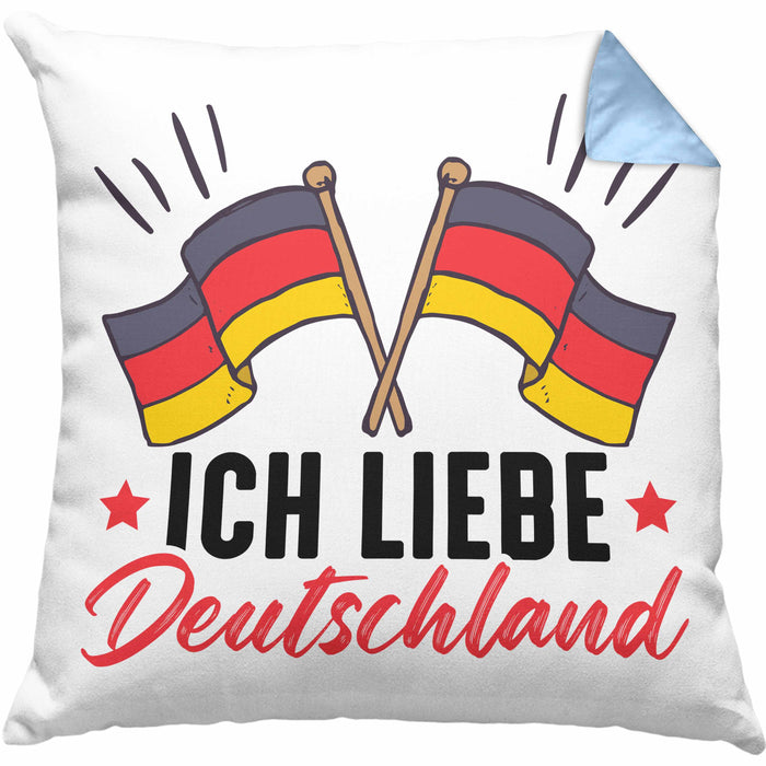 Ich Liebe Deutschland Kissen mit Füllung 40x40 Geschenk Geschenkidee Flagge (Grau) Blau Trendation