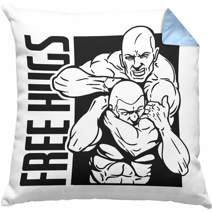 MMA-Kissen mit Füllung 40x40 Geschenk für MMA-Kämpfer Geschenkidee Free Hugs (Grau) Blau Trendation
